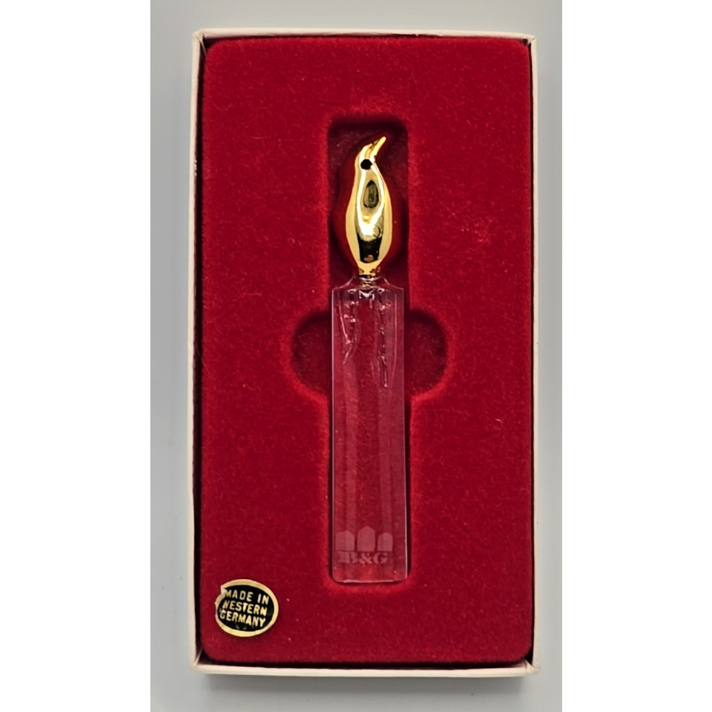 Vintage B&G Crystal 3" Candle Christmas Ornament In Box Germany U97